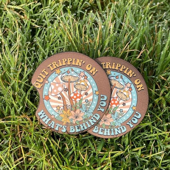 Quit Trippin Mushrom Car Coaster Set | Car Accessories - Picture 7 of 16